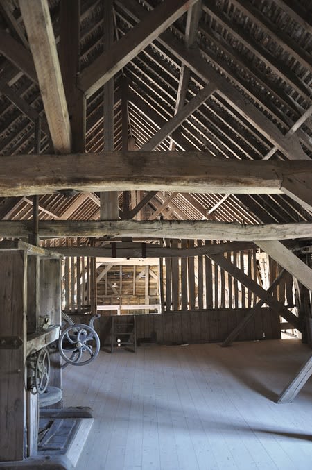 Inside the Great barn at Great Dixter