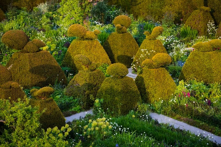 The Peacock Garden at Great Dixter shown from above by Claire Takacs