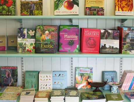 Books for sale in the shop at Great Dixter