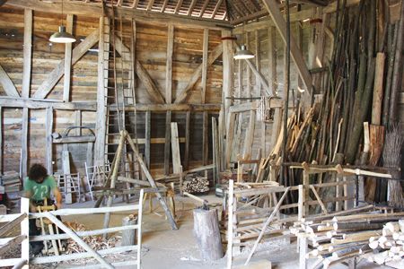 The workshop in the Great Barn at Great Dixter
